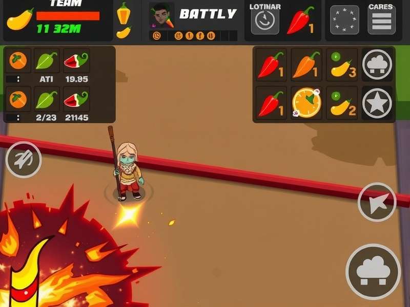 Pepper Mustard Riot gameplay screenshot showing spicy battles